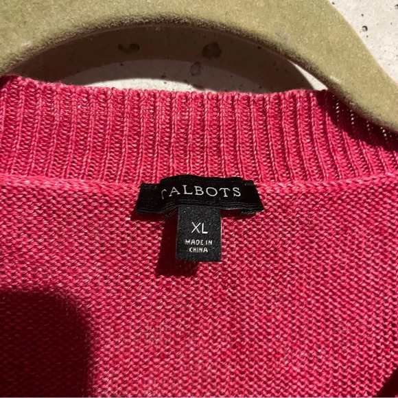 Talbots 100% Linen Sweater Raspberry Pink V-Neck Women’s Size XL - Picture 3 of 9